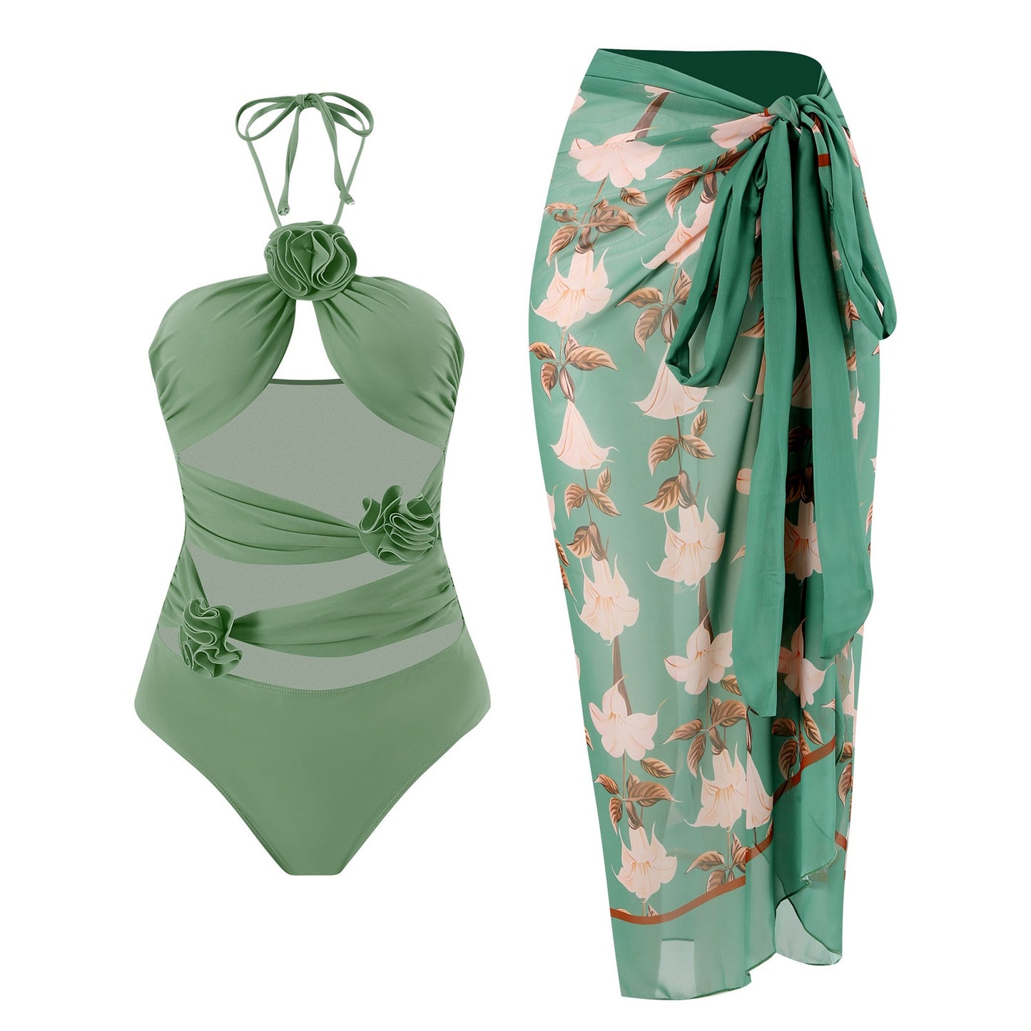 Swimsuit One Piece with matching Cover Up Skirt