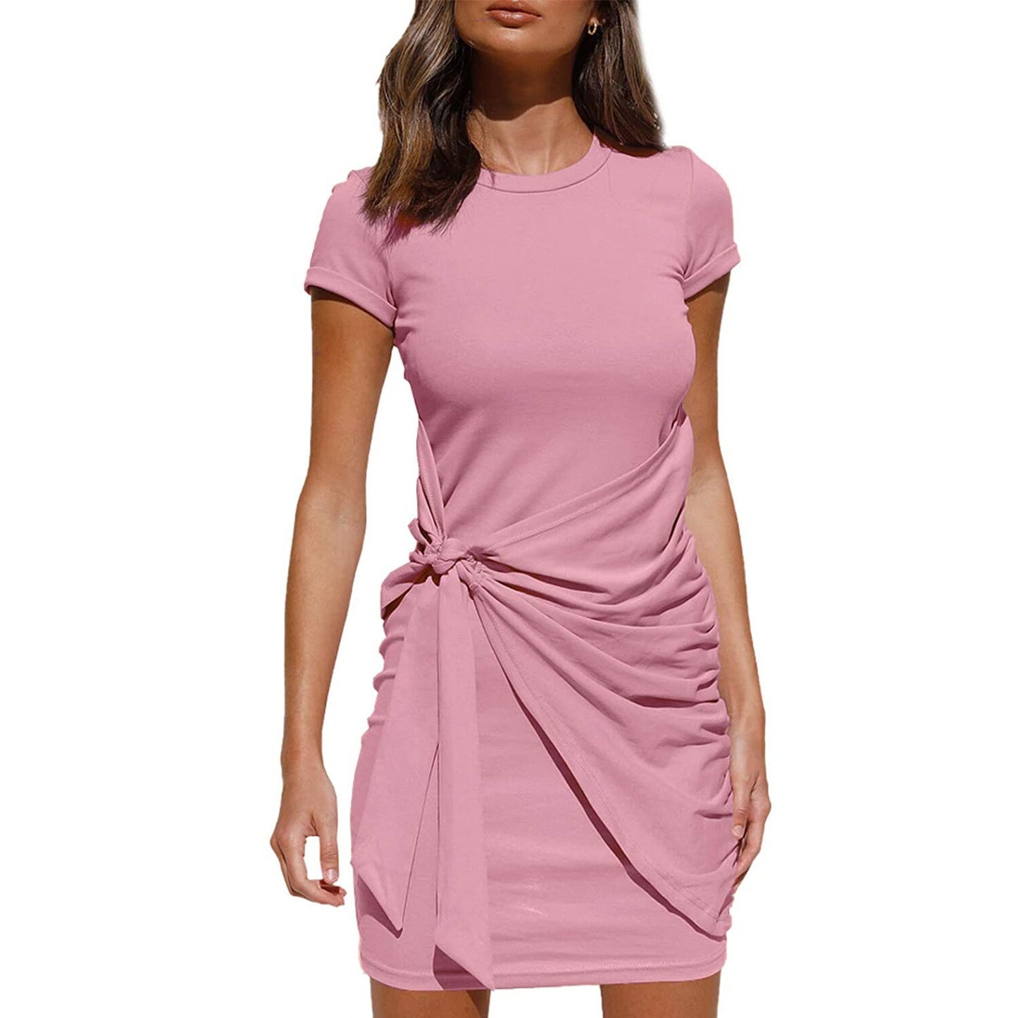 Ladies Summer Dress - Tie Draped T-Shirt Style - Various Colours