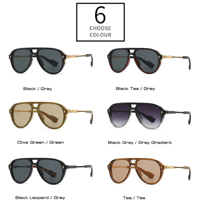 Men's Retro Double Bridge Pilot Sunglasses