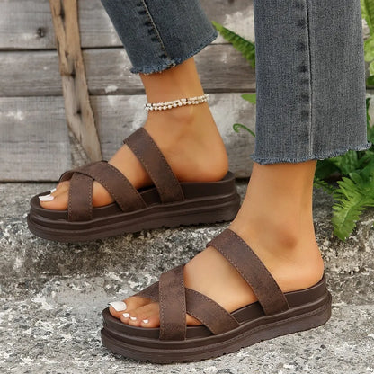 Women's Crisscross Leather Flat Sandal