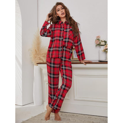 Women's Pyjama Set - Red Check