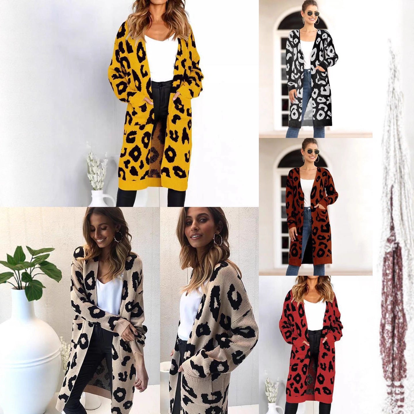Women's Long Length Leopard Print Cardigan
