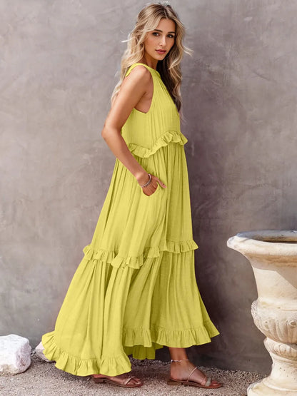 Women's Ruffled Tiered Maxi Dress - various colours