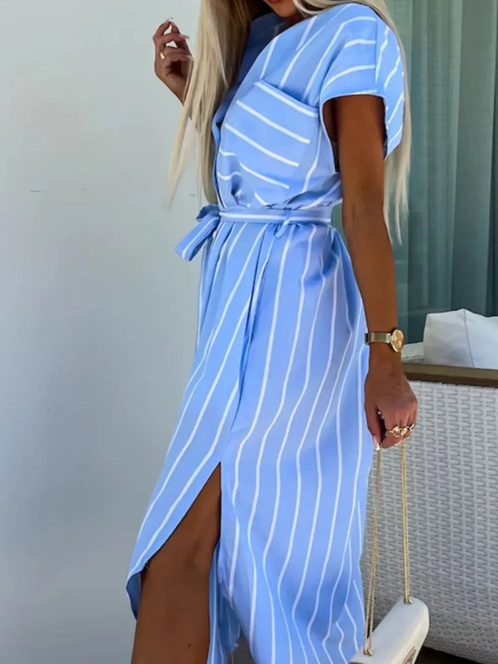 Women's Tie Waist Short Sleeve Dress