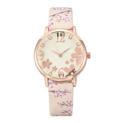 Ladies Quartz Wrist Watch Flower Design