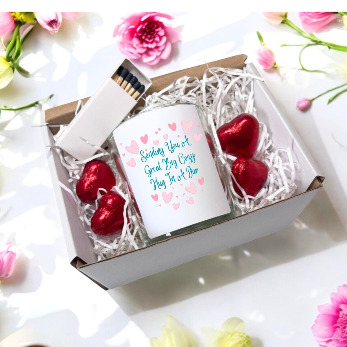 Sending You A Great Big Cozy  Hug In A Jar Candle Gift Set | Best Friend Gift | Scented Candle Gift Box | Message Candle |  Bereavment Gift