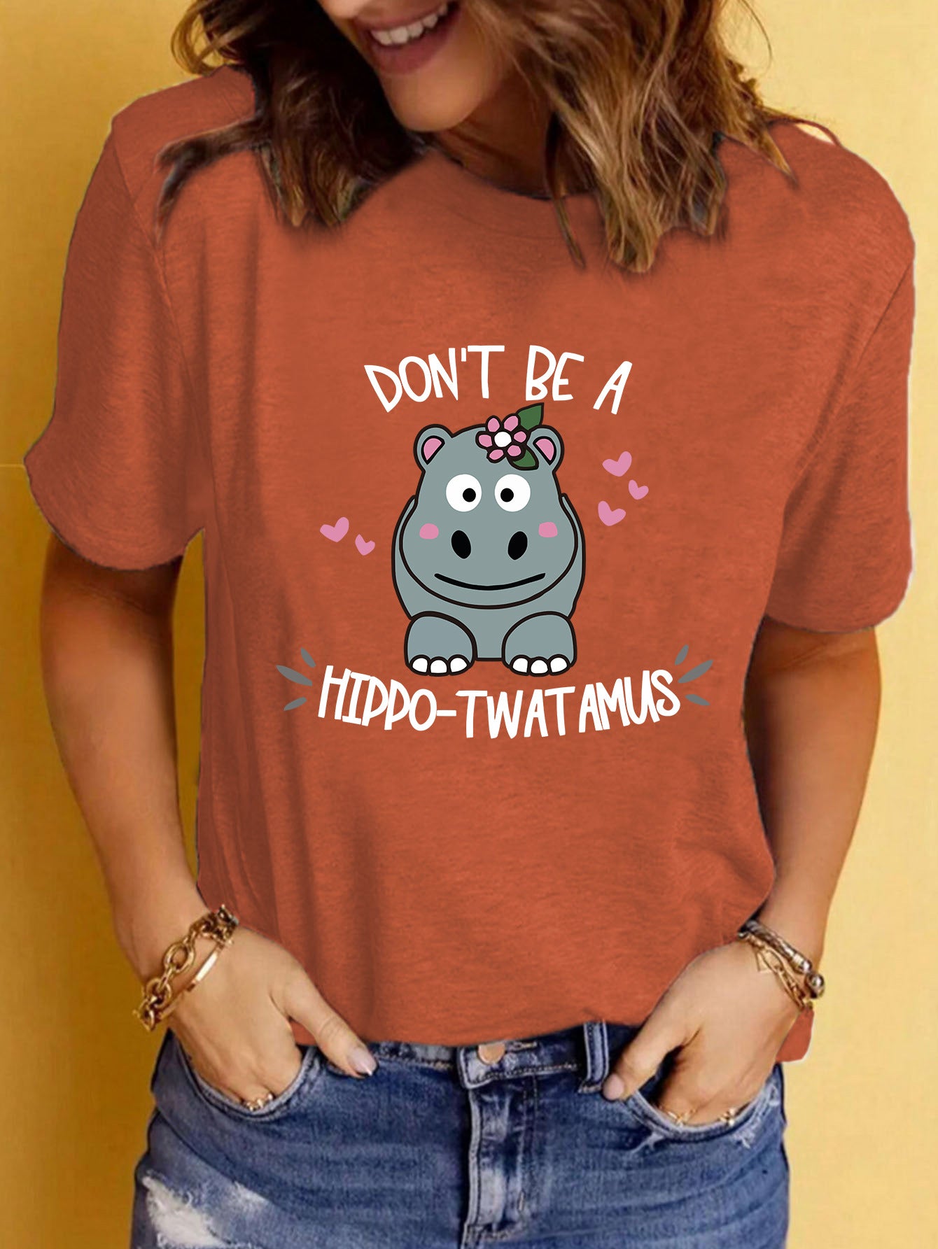 Slogan T-Shirt - Hippo-T**tamus - Various Colours
