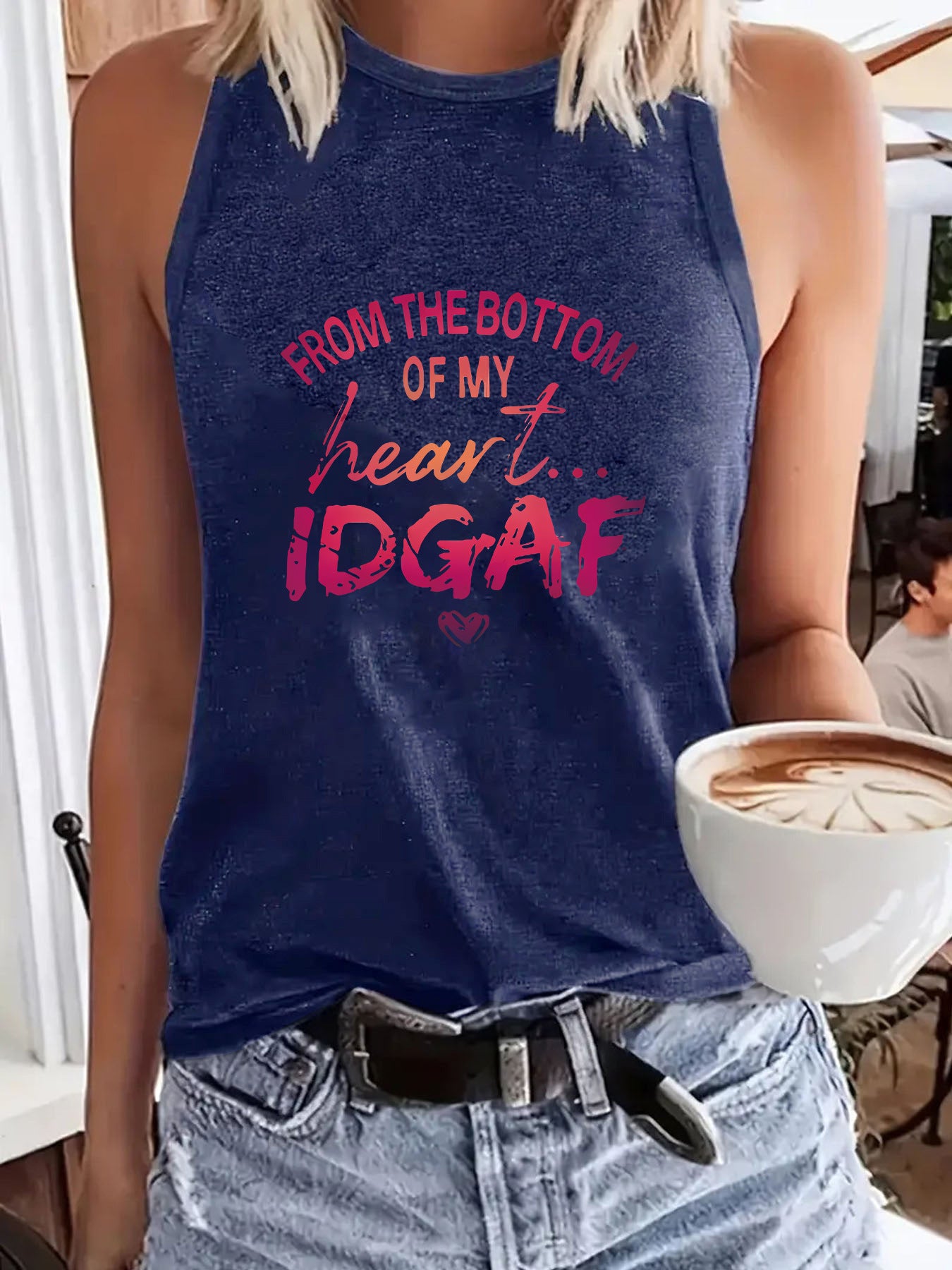 Ladies Printed Slogan Vest - IDGAF