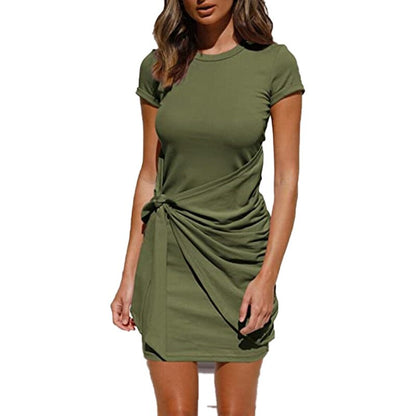 Ladies Summer Dress - Tie Draped T-Shirt Style - Various Colours