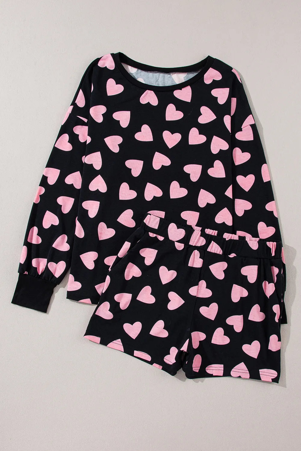 Women's Two Piece Heart Print Long Sleeve Pyjama Set