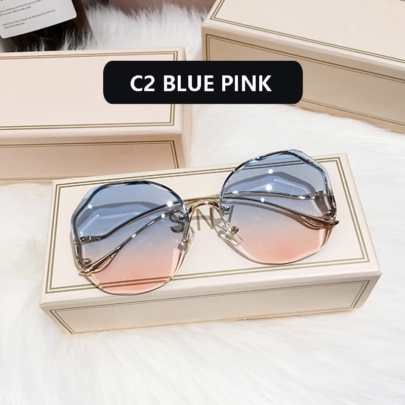 Ladies Frameless Curved Rim Sunglasses - various colours
