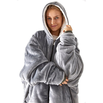 Oversized Blanket Hoodie - Zip Front