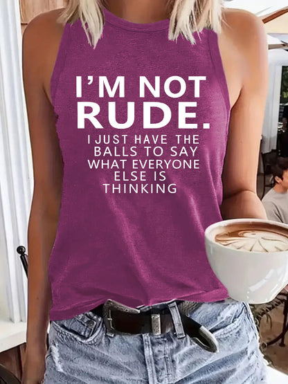 Ladies Printed Slogan Vest - Not Rude