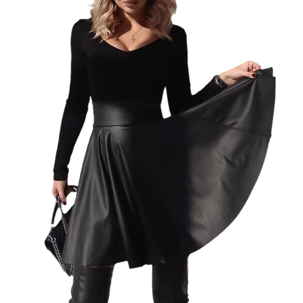 Faux Leather PU High Waisted Umbrella Skirt - Various Colours
