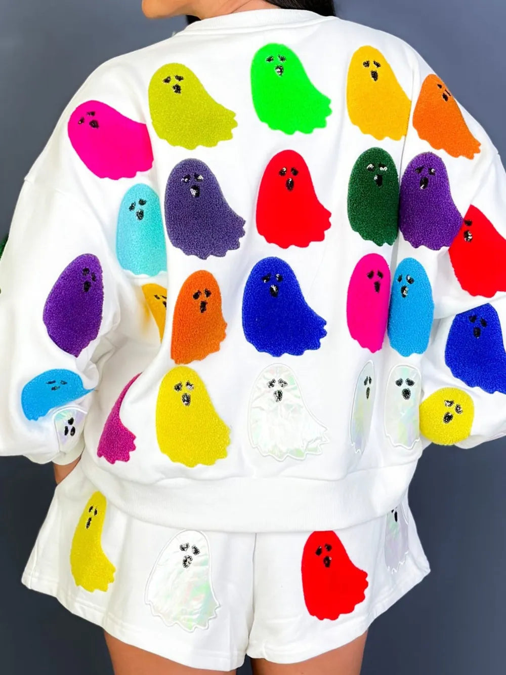 Halloween Ghost Print Top and Short Set