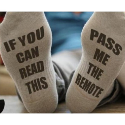Socks - PASS ME THE REMOTE Slogan