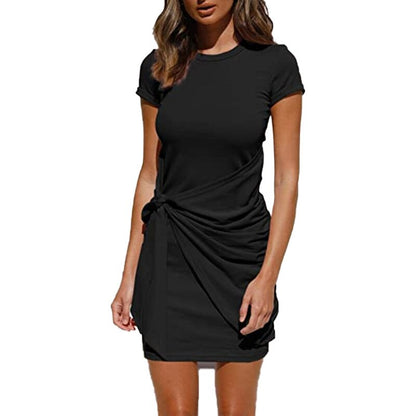Ladies Summer Dress - Tie Draped T-Shirt Style - Various Colours