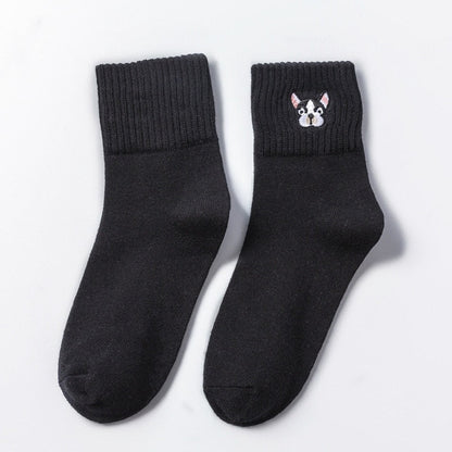 Cotton Socks Embroidery Dog