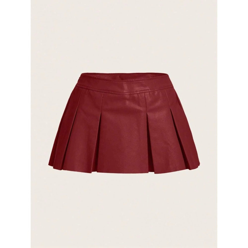 Faux Leather PU Wide Pleat Skirt - Various Colours