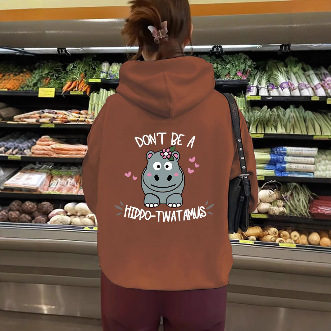 Women's Slogan Hoodie - Hippo****mas