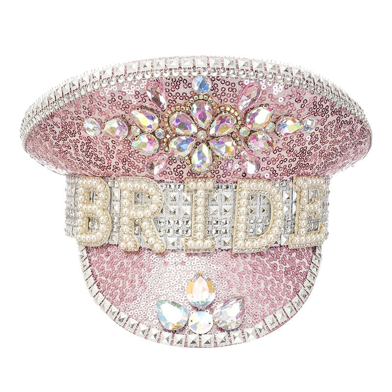 Handmade Sequined & Beaded Rhinestone Bride Hen Hat