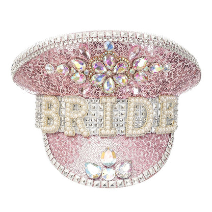 Handmade Sequined & Beaded Rhinestone Bride Hen Hat
