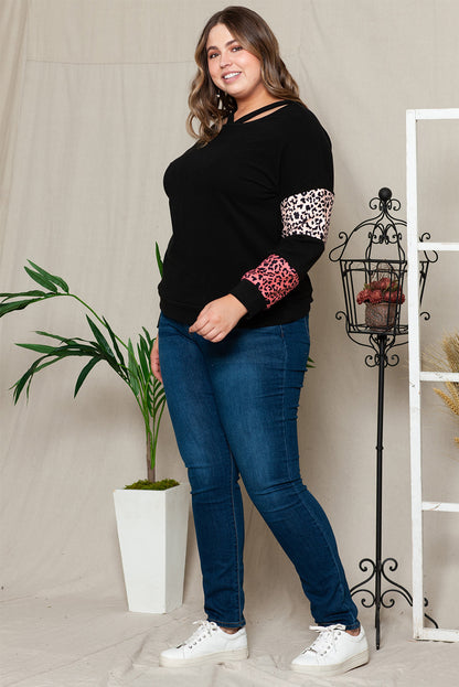 Leopard Print Strappy Neck Top - Plus Size