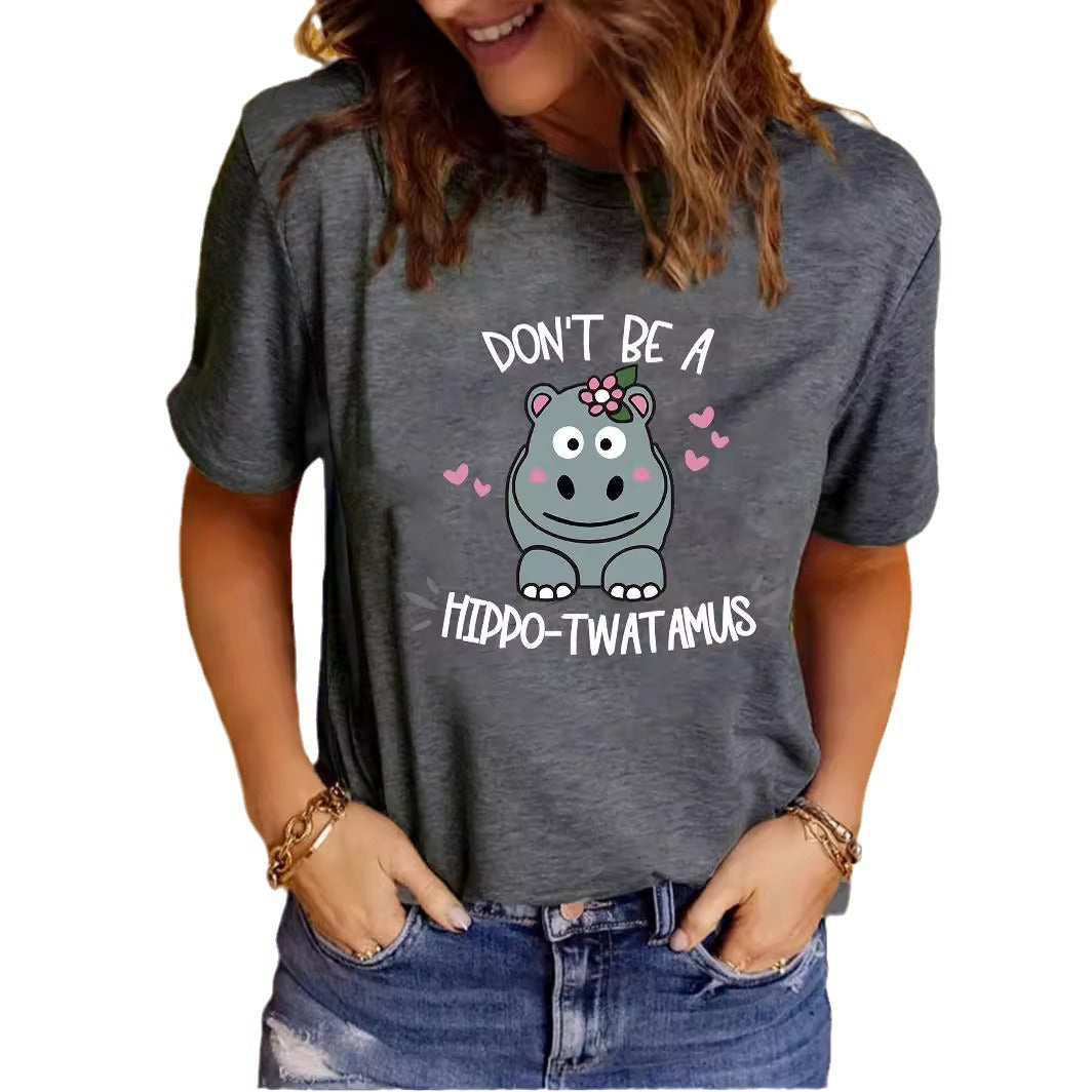 Slogan T-Shirt - Hippo-T**tamus - Various Colours