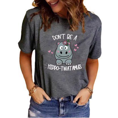 Slogan T-Shirt - Hippo-T**tamus - Various Colours