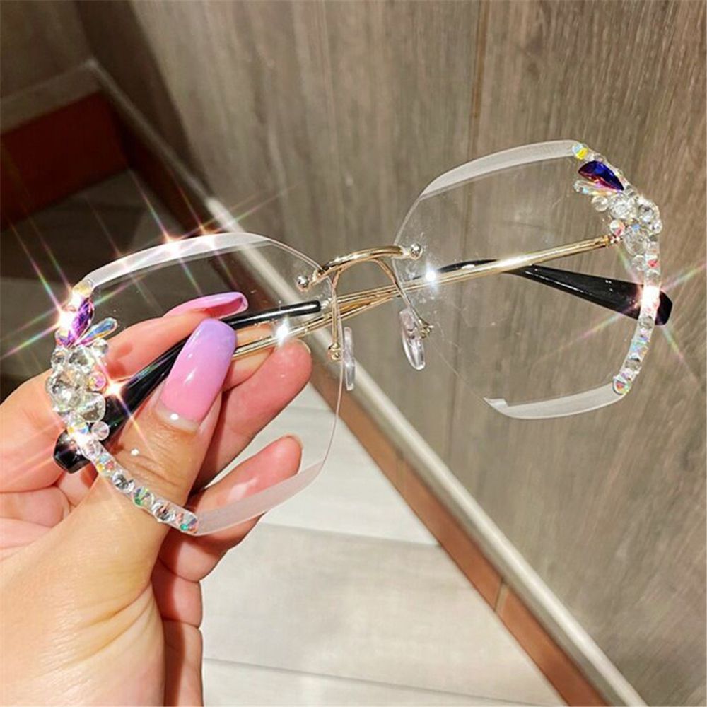Ladies Vintage Rimless Rhinestone Sunglasses - UV400 - various colours
