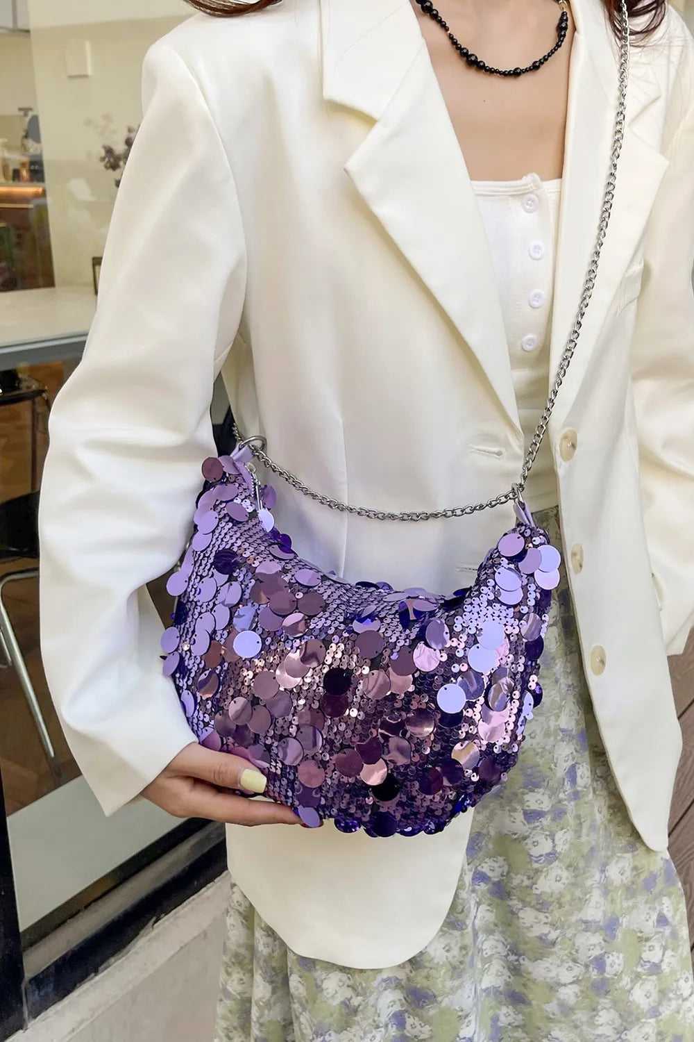 Sequin Chain Crossbody Bag - various colours