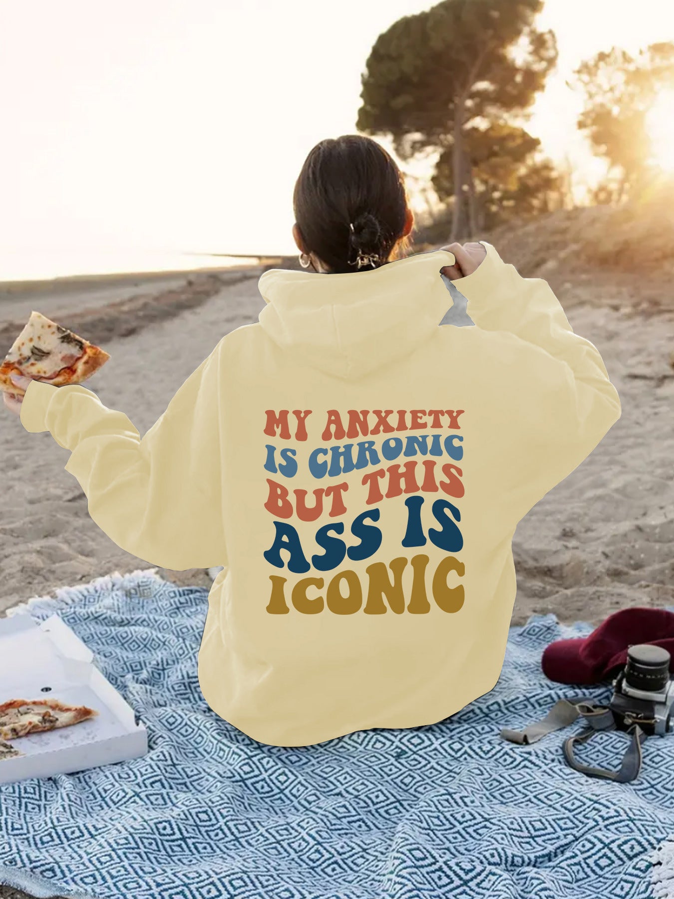 Women's Slogan Hoodie - Anxiety Iconic