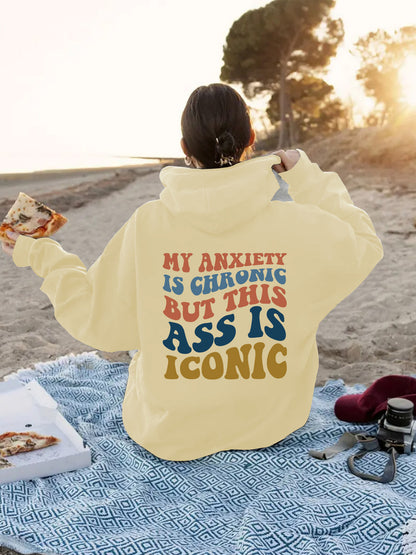 Women's Slogan Hoodie - Anxiety Iconic