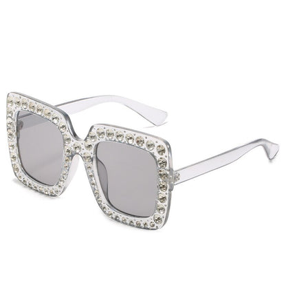 Ladies Vintage Oversized Square Rhinestone Sunglasses - various colours
