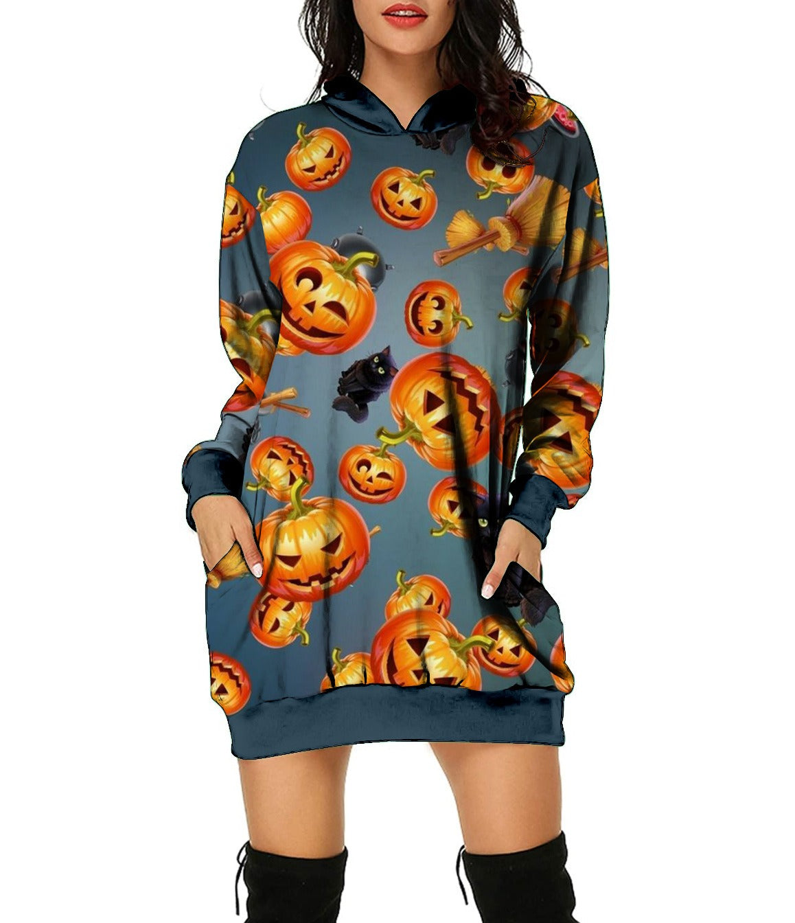 Halloween Hoodie Sweater Dress