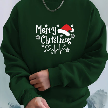 Men's Christmas Sweatshirt - Merry Christmas Hat