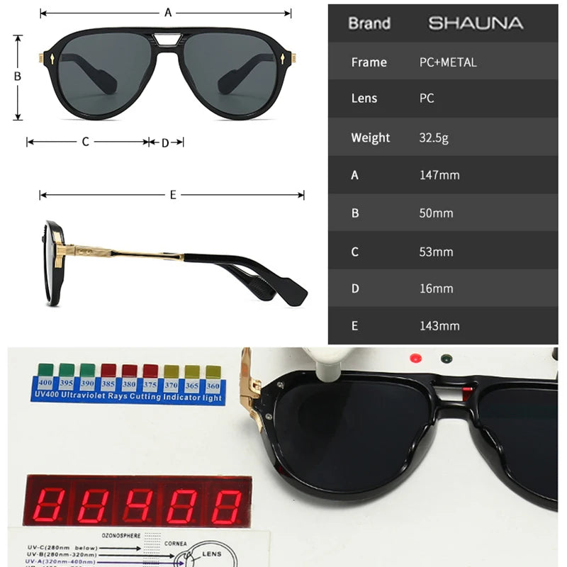 Men's Retro Double Bridge Pilot Sunglasses