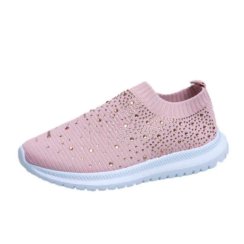 Rhinestone Decor Mesh Breathable Trainer