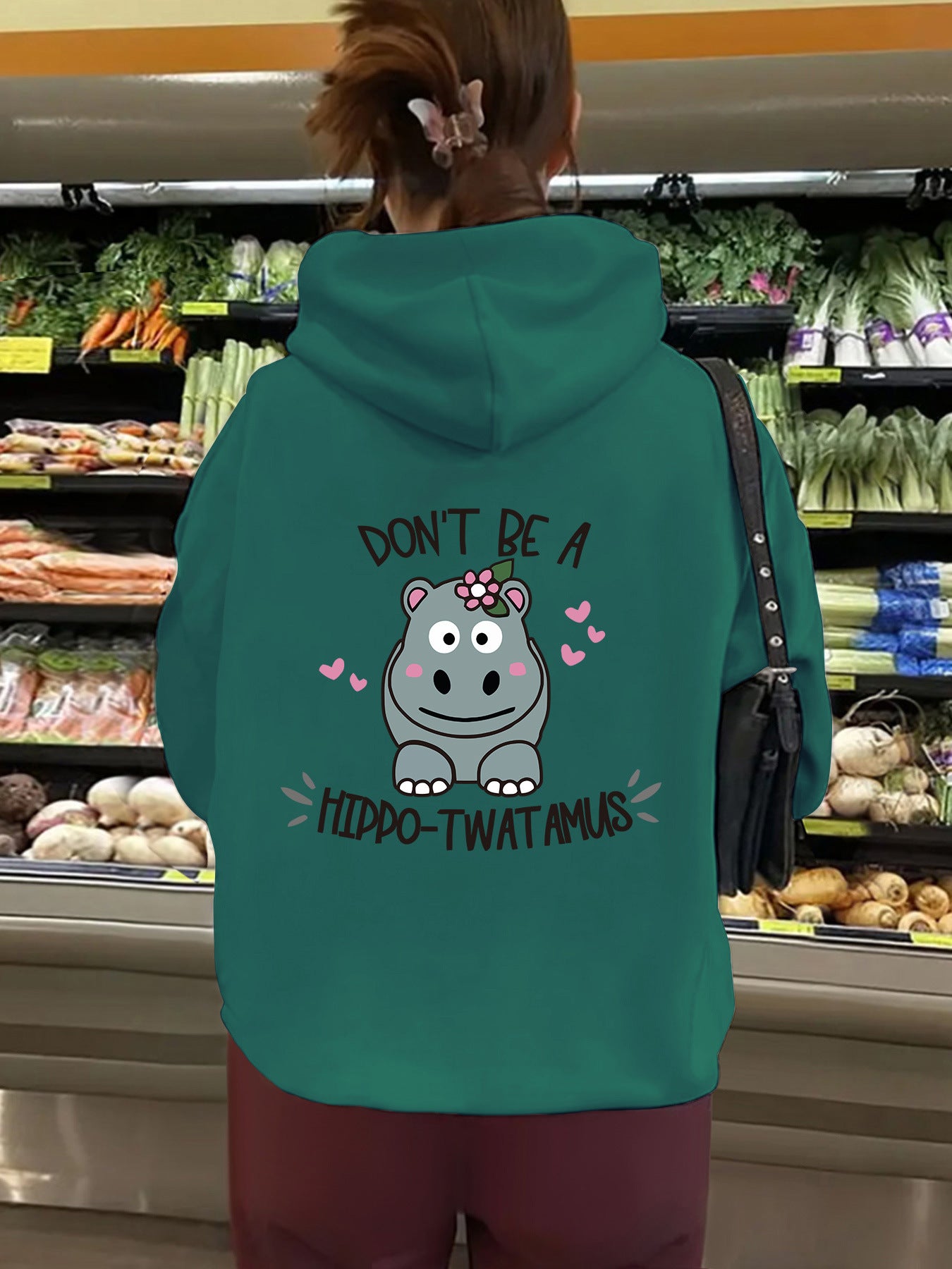 Women's Slogan Hoodie - Hippo****mas