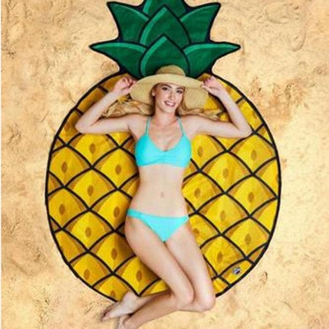 Round Beach Towel with Various Food Designs