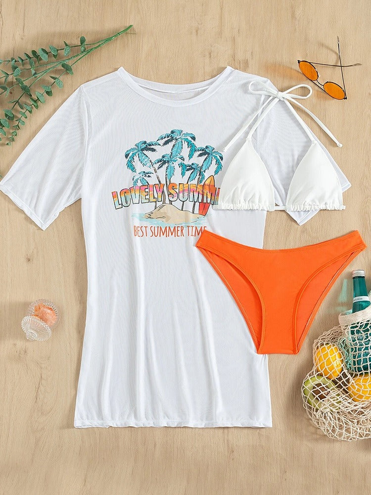 Women's 3 Piece Swim Set Bikini and Cover Up