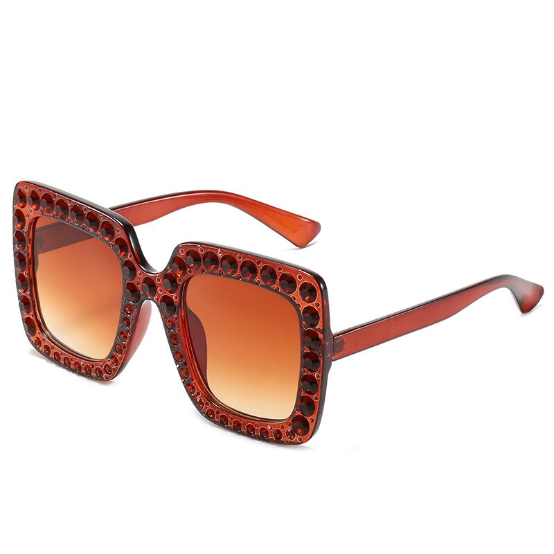 Ladies Vintage Oversized Square Rhinestone Sunglasses - various colours