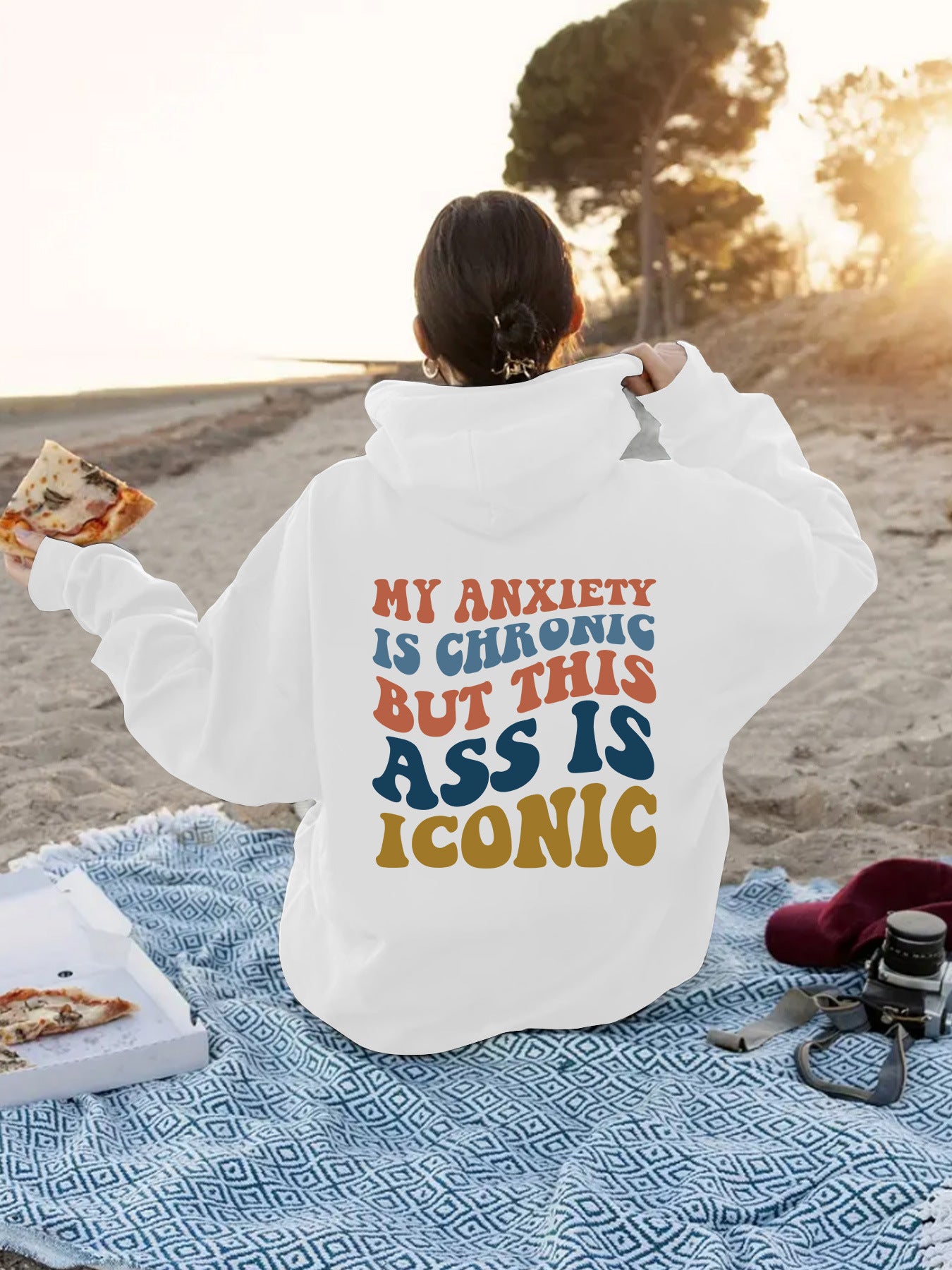 Women's Slogan Hoodie - Anxiety Iconic