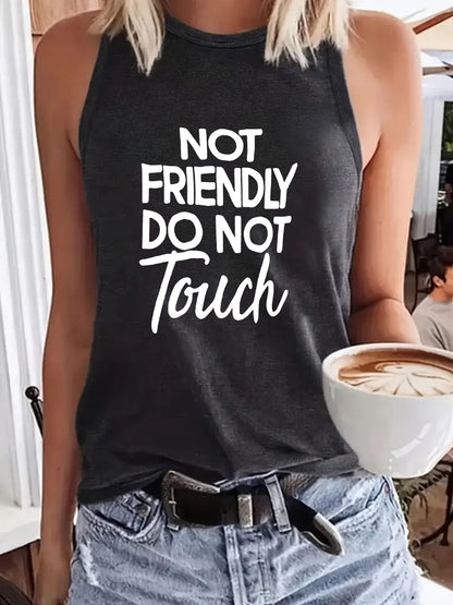 Ladies Printed Slogan Vest - Not Friendly