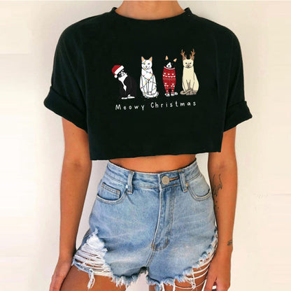 Women's Cropped Christmas T-Shirt - Various Styles