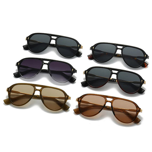 Men's Retro Double Bridge Pilot Sunglasses