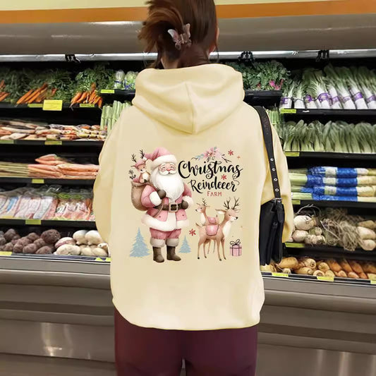 Christmas Hoodie - Santa & Reindeer Print - Various Colours