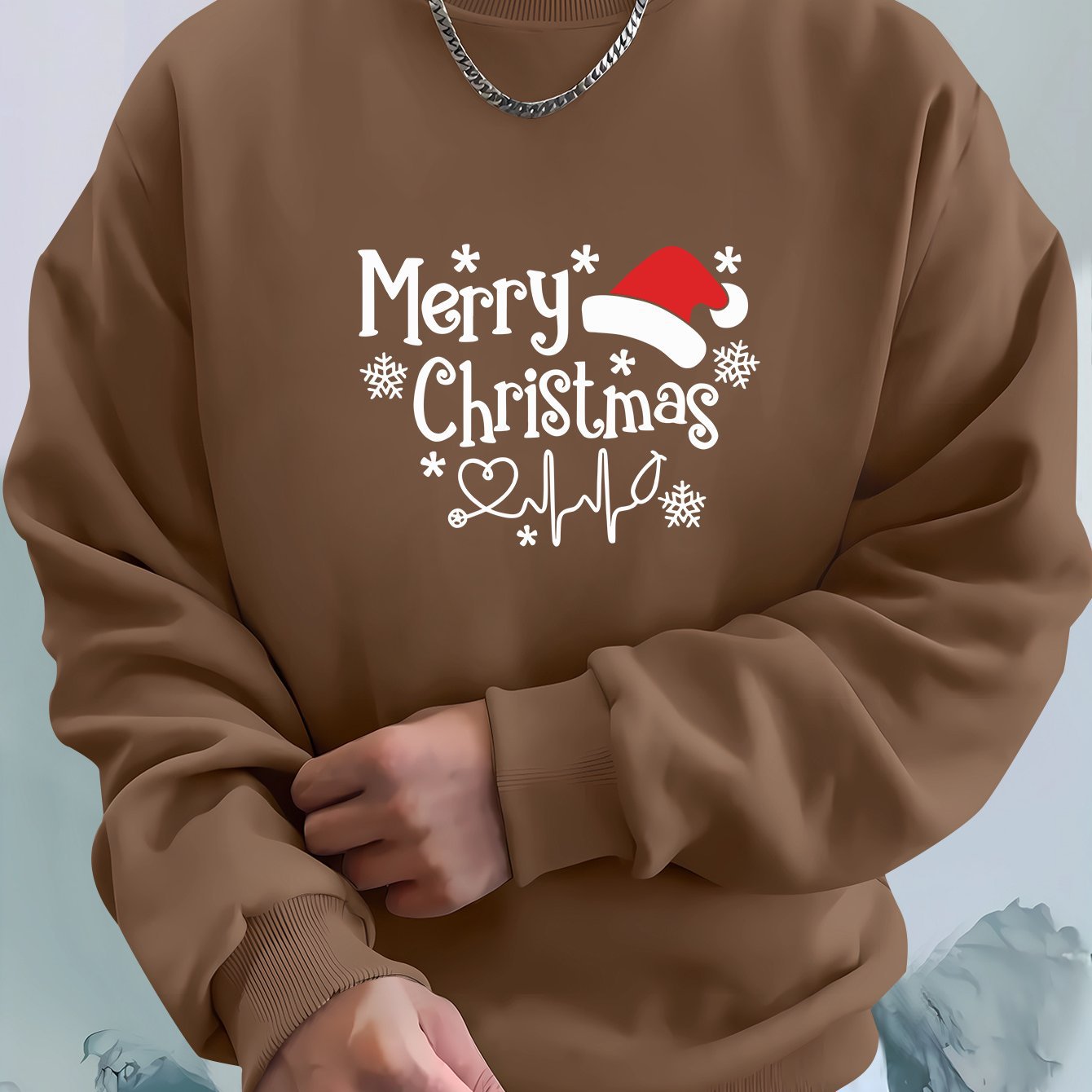 Men's Christmas Sweatshirt - Merry Christmas Hat