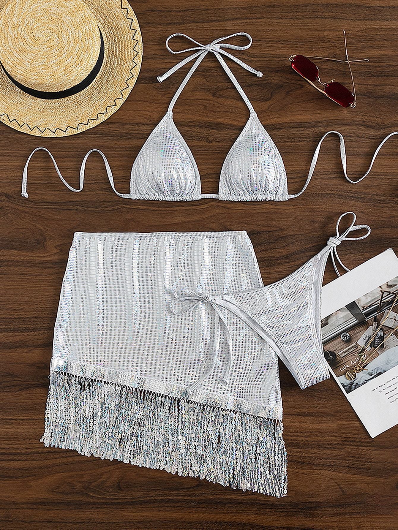 Bikini Two Piece Set and Cover Up Skirt