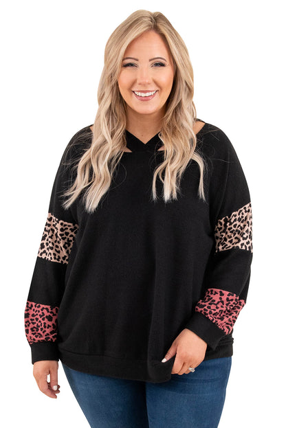 Leopard Print Strappy Neck Top - Plus Size